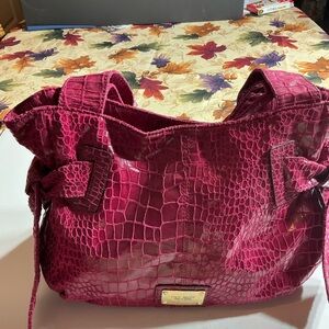 Nine West Fuchsia Crocodile-Embossed Shoulder Bag